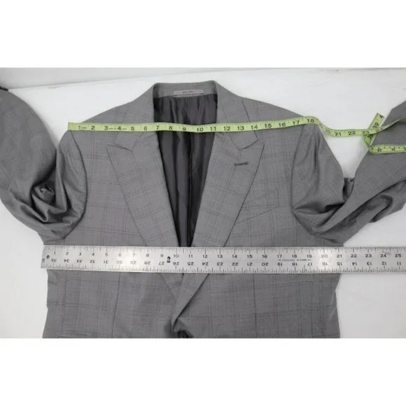 Ermenegildo Zegna sport coat men's 42R Trofeo 600 Manhattan wool silk gray plaid - Picture 10 of 16